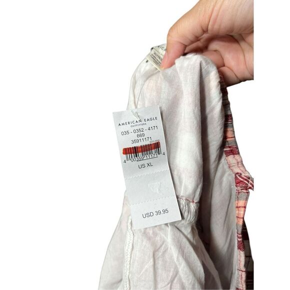 American‎ Eagle Womens Red Plaid Cropped Tank Top NWT XL - Picture 5 of 7